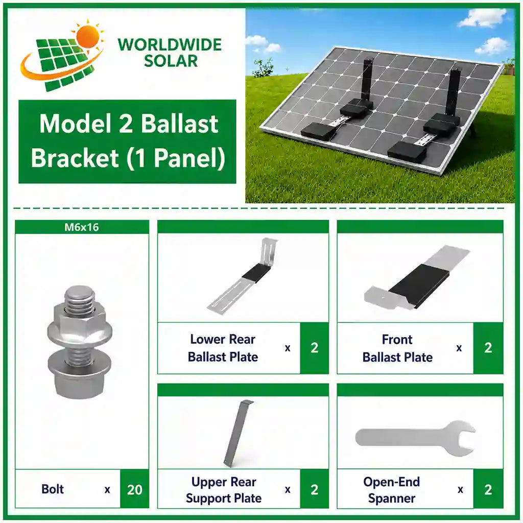 Worldwide Solar Model 2 – 20° ZAM Steel Ballast Solar Mounting System