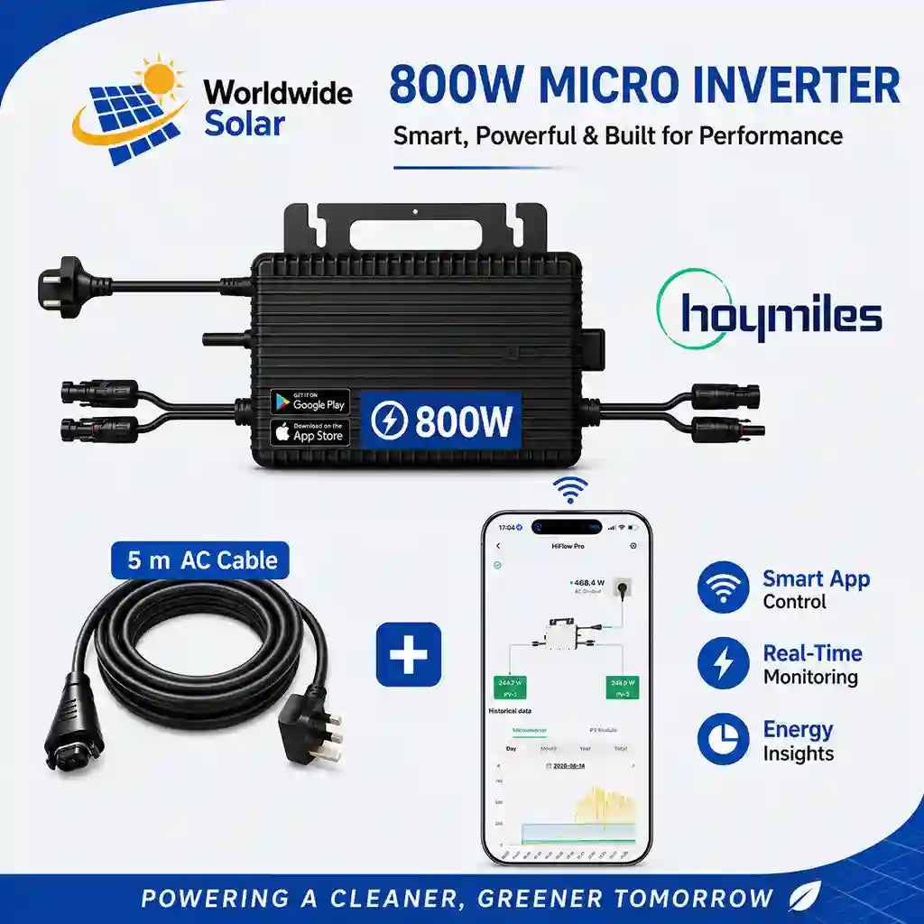 Plug & Play 800W Hoymiles HMS-800-2WB Microinverter with 5m UK Cable
