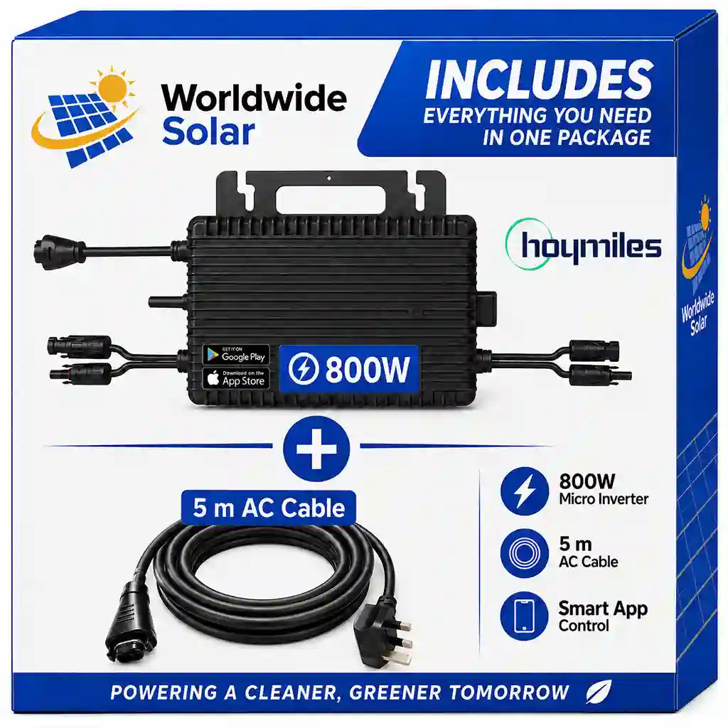 Plug & Play 800W Hoymiles HMS-800-2WB Microinverter with 5m UK Cable