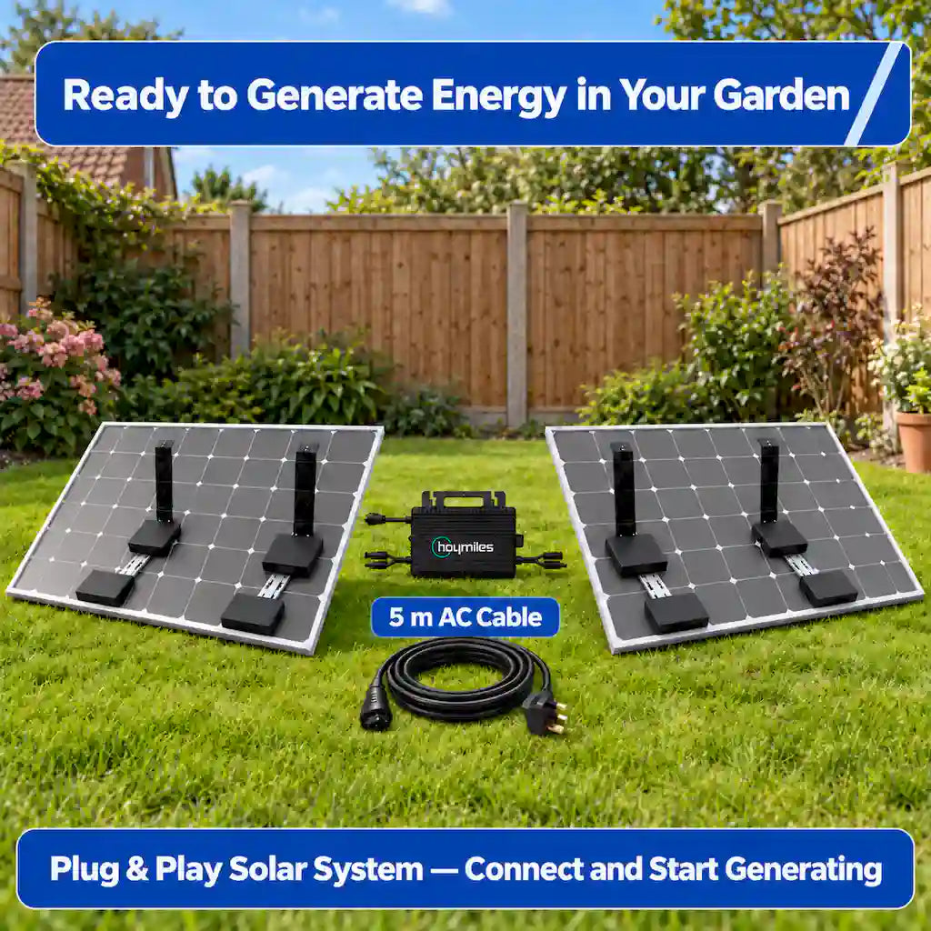 Plug & Play 800W Garden Solar System with 2 × 465W Panels + Microinverter + Mounts